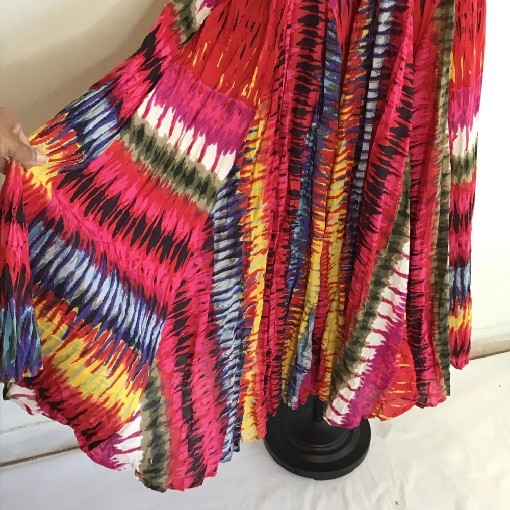 Chelsea & Theodore Women Vibrant Multi-Color Abstract Urban Artsy Maxi Skirt L - Picture 8 of 12